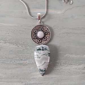 Moss agate moonstone  pendant